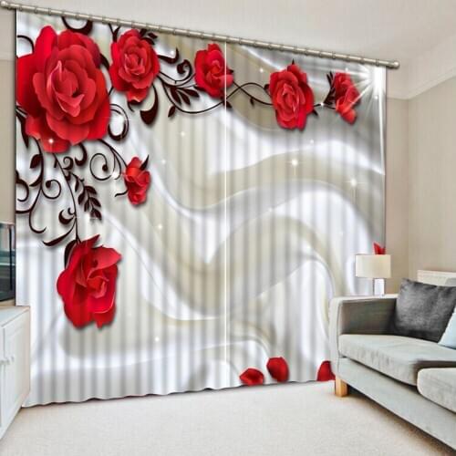 3D Curtain Luxury Blackout Window Curtain Living Room rose curtains flower curtain