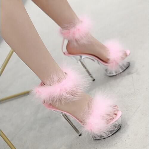 Summer Fashion Shallow Open Toe Sandals 15CM High heeled shoes Thick platform Hook loop 6 inches sweet gentle woman Party Dress