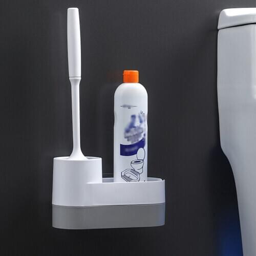 Creative Storage Silicone Toilet Brush Holder Toilet Wall-Mounted Cleaning Brush Household FloorToilet Cleaning Kit
