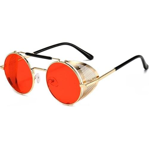 RBRARE Steampunk Sunglasses Men Retro Metal Flip Glasses Women Vintage Metal Round Sunglasses Shades Women Gafas De Sol Mujer
