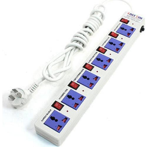 US Multi Type Socket 6 Outlet Power Strip Adapter 1500W 9.8Ft 250VAC AU Plug