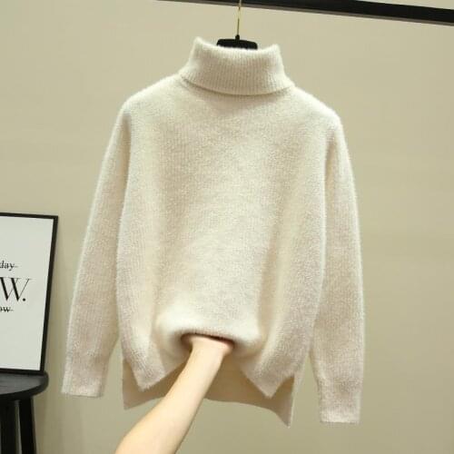 Urifens Autumn Winter Sweater Women Knitted Loose Casual Thick Sweaters Solid Color Long Sleeve Warm Ladies Pullover B134