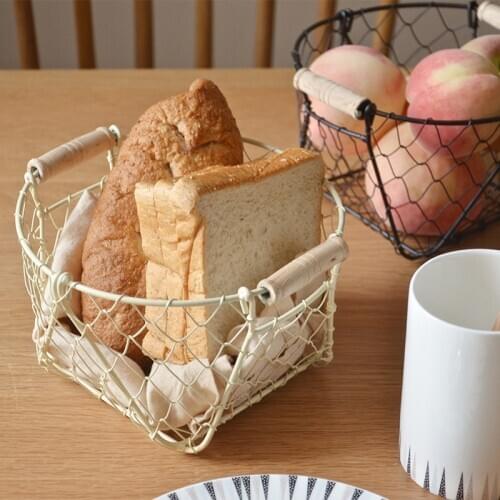 Iron Fruit Basket Bowl Kitchen Organizer And Storage Baskets Container Drain Rack Fruit Vegetable Tray Storage Home Organizer