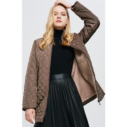 2019 Winter Jacket Women Fleece High Waist Belt Jacket Female Warm Standing Collar Long Sleeve Coat Female