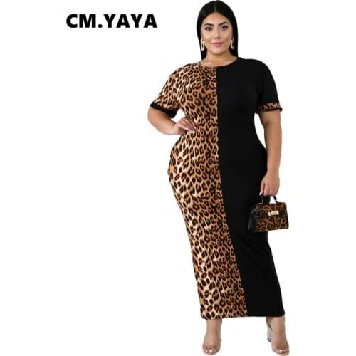 GL 2020 New Elegant Women Fashion Leopard Print bodycon long Maxi dress sexy club party dresses vestidos Plus Size