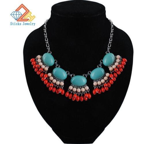 Choker Necklace For Women 2017 New Fashion Ethnic Vintage Accessories Rhinestones Chunky Chains Statement Necklace Jewelry
