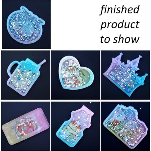 Quicksand Silicone Mold Maze Shaker Milk Bottle Heart Shape Molds UV Epoxy Resin Mold Heart Keychain Pendant Craft Jewelry Tools