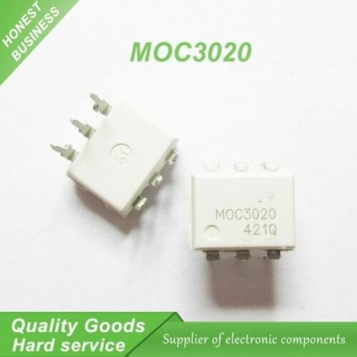 10PCS MOC3020 3020 DIP6 Triac & SCR Output Optocouplers 6Pin 400V Optocoupl Rand Phs Triac Drvr new original
