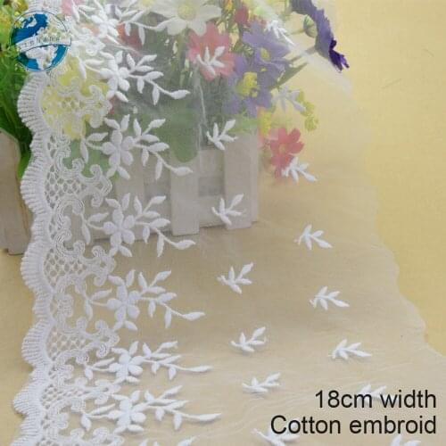 10yards 18cm white cotton embroidery lace french lace ribbon fabric guipure diy trims warp knitting sewing Accessories#3279