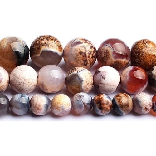 6/8/10mm Coffee Fire Stripe Agates Onyx Stone Beads Round Loose Beads For Accessories Jewellery Making Bracelet 15''/strand