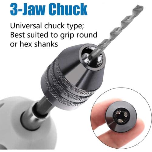 Keyless drill shaft chuck clamp mini chuck motor shaft fixture 1/4" hex rod drill bits adapter