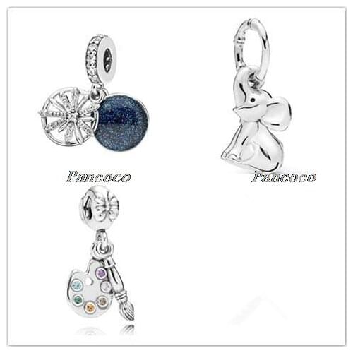 925 Sterling Silver Bead Charm Cute Artists Palette With Crystal Pendant Bead Fit Pandora Bracelet & Necklace Jewelry