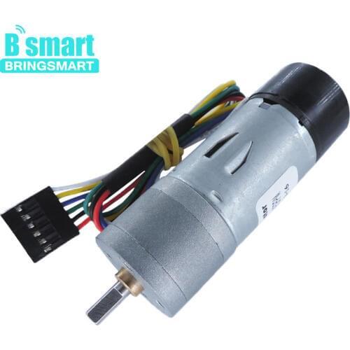 Bringsmart JGA25-370GB Mini Gear Electric Motor Encoder Motor DC 12 Volt Gear Low Speed Brush Motor Fully Enclosed Encoder