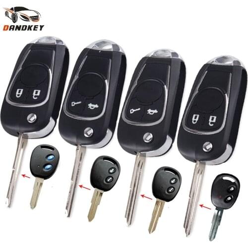 Dandkey 2 Buttons Modified For Chevrolet Spark Love Epica Sail Flid Folding Remote Key Shell Fob Case Left/Right Blade key shell
