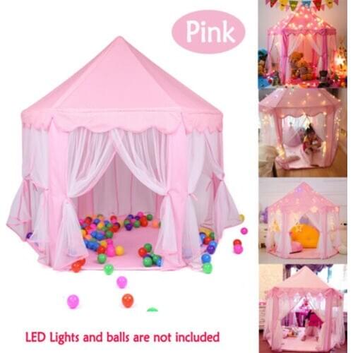 Children Princess Pink Castle Tents Portable Boys Girls Indoor Outdoor Garden Folding Play Tent Lodge Kids Balls Pool Playhouse