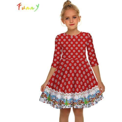 Toddler Girl Dresses Kids Half Sleeve Red Christmas Clothes Polka Dot Princess Dress Girls Costume 8 10 12 Years Children