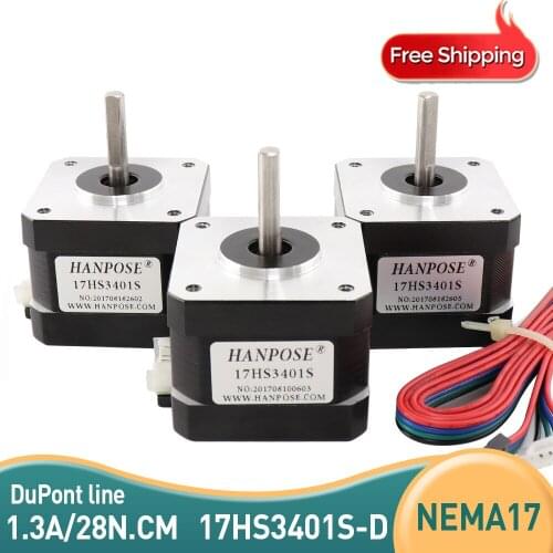 3PCS 17HS3401S 1.3A 28N.CM 34mm 4-lead 42 motor 42BYGH with 1M DuPont wires CNC Laser for 3D printer Nema 17 Stepper Motor