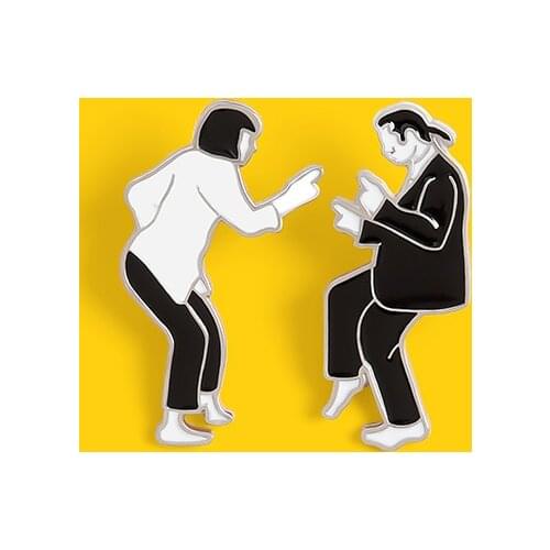 Pulp Fiction Enamel Pin Set Swing Dance Black White Movie Role Brooches Bag Clothes Lapel Pin Badge Jewelry Gift for Pulp Friend
