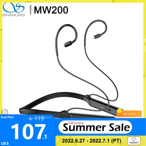 Shanling MW200 AK4377A CSR8675 Bluetooth 5.0 Neckband Sports MMCX Earphone Cable Codecs Adapter IPX4 LDAC LHDC aptX HD