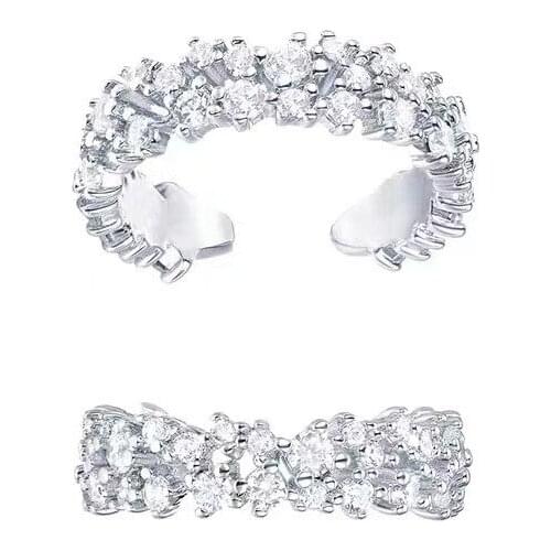 Crushed Ice Tail Ring Flash Drill Open Ring Adjustable Little Finger Joint Ring