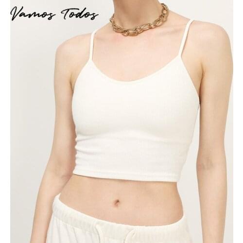 Vamos Todos 2021 Summer Cross Over Backless Crop Top Women Fashion White Black Solid Basic Tank Top Cute Bottoming Women Clothes