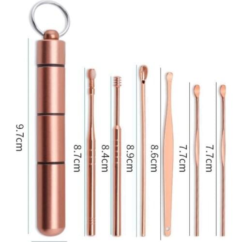 5/6Pcs/Set Stainless Steel Spiral Ear Pick Spoon Ear Wax Removal Cleaner Multifunction Portable Ear Pick Ear Care Beauty Tools