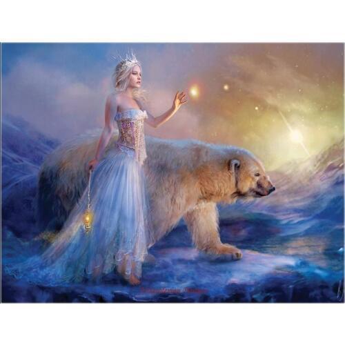 Embroidery Counted Cross Stitch Kits Needlework - Crafts 14 ct DMC Color DIY Arts Handmade Decor - Princess Snow and Polar Bear