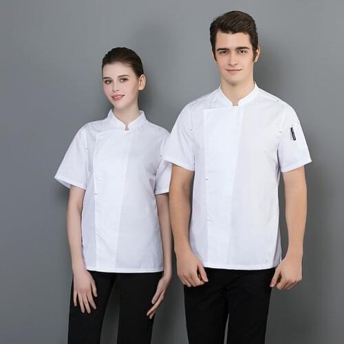 New Short Sleeve Kitchen Jacket Workwear Shirt Men and Women Bakery Catering Hotel Master Chef Uniform Canteen Pastry Cook Coat