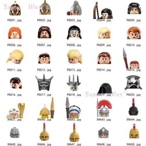 Single Medieval Movie Knights Aragorns Uruk hai Wraiths Figures Head accessories Building Blocks toys Series-128