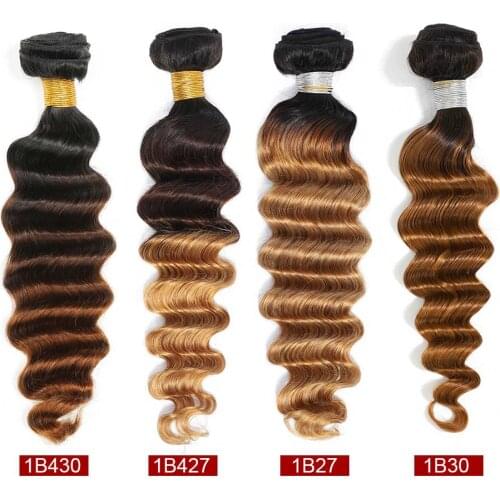 Ombre Loose Deep Wave Bundles 1 4 3 Bundles Brazilian Deep Wave Curly Hair Weave Bundles Remy Honey Blonde Human Hair Bundles