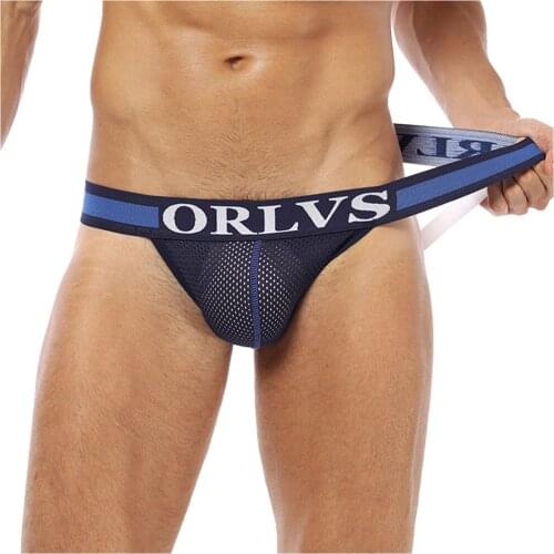 Orlvs Mens Panties Gay Man G-String Sexy Underwear Plus Size Jockstrap Sexy Lingerie Hollow Breathable Underpants Sissy Thong