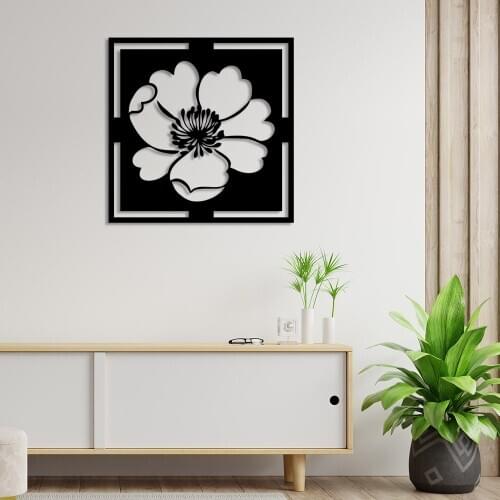 Opened Flower Broad Petals Wall Room Home Accessory Wooden Table 50x50cm