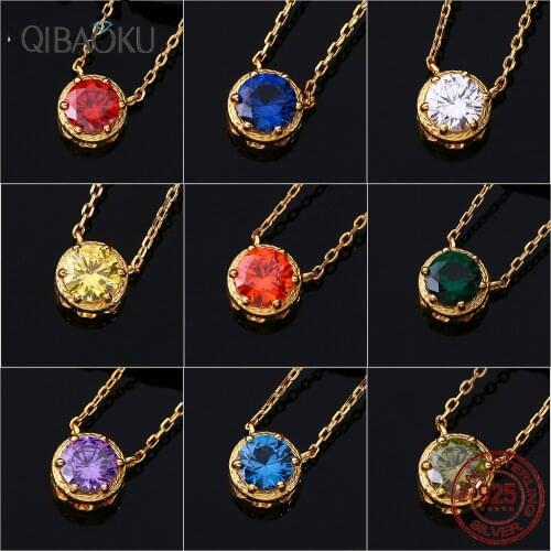 925 Sterling Silver Round Small Necklace for Women Zircon Circle Droplets Necklace Jewelry Gift Gold Necklace Chain