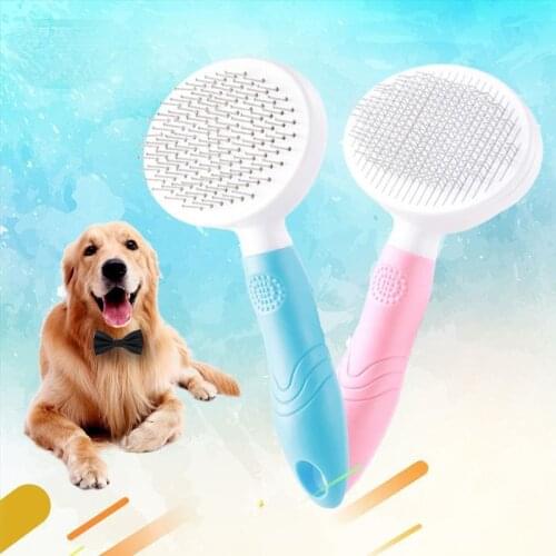 Plastic Dog Cat Pets Self Cleaning Slicker Brush Comb Pet Dog Cat Grooming Tools Hair Shedding Combs D1899
