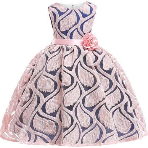 Baby Girls Embroidered Flower Elegant Wedding Party Dresses 2-7Yrs Girls Christmas Vestidos Formal Princess Dress Kids Clothing