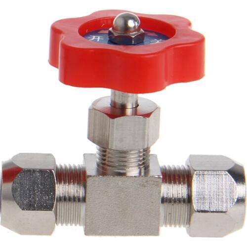 Durable Tube Nickel-Plated Brass Plug Needle Valve OD 6mm