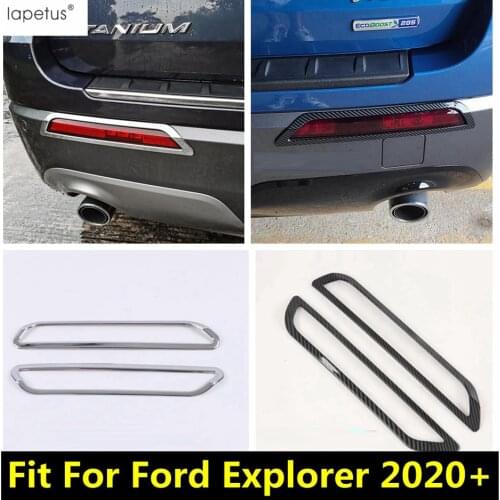 Rear Bumper Fog Lights Lamp Cover Trim Carbon Fiber / Chrome Exterior Refit Kit Accessories For Ford Explorer 2020 2021