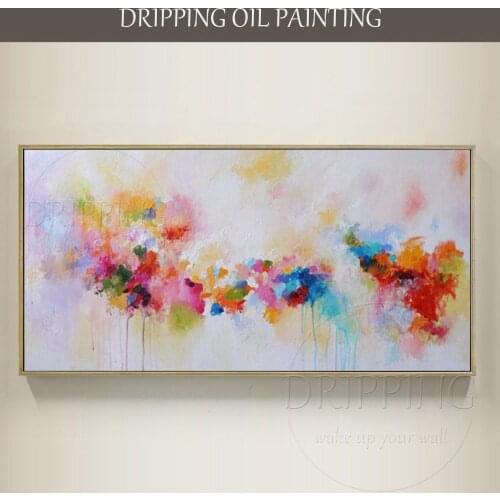 Pure Hand-painted High Quality Abstract Colorful White Oil Painting on Canvas Beautiful Rich Colors Abstract Oil Painting