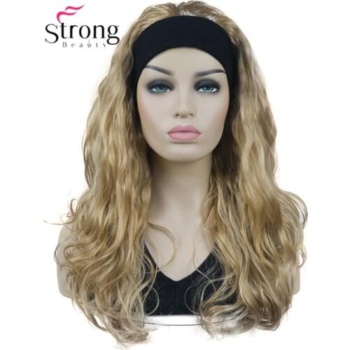 StrongBeauty Long Curly Golden Blonde Headband Synthetic Wig Womens Wigs
