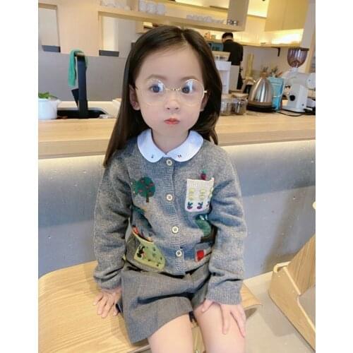 Japanese style rural small tree pocket sweater girls cute knit sweater cardigan high-end wool cardigan