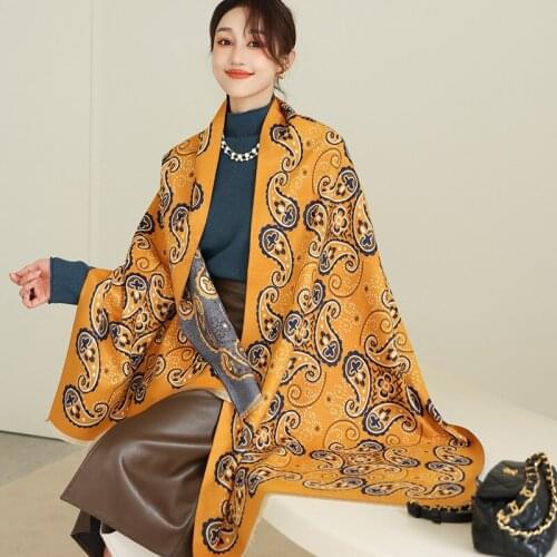 Thick Warm Winter Cashmere Scarf Hijab Women Print Blanket Shawl Wrap Foulard Female Pashmina 180*65cm Bufanda Soft Echarpe