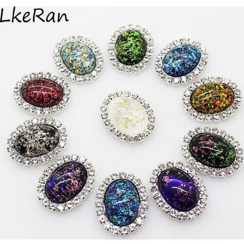 Creativity 10Pcs 20x24mm Convex Oval Clear Resin Rhinestone Button Flat Back Scrap Booking Girl Hair Bow Center Crafts DIY