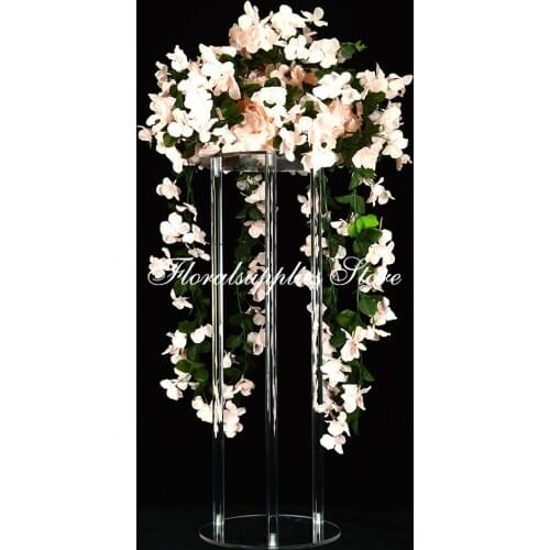 Tall Decorative Wedding Columns New Design Round Pillars Clear Acrylic Wedding Flower Stands Bouquet Decorations centre pieces