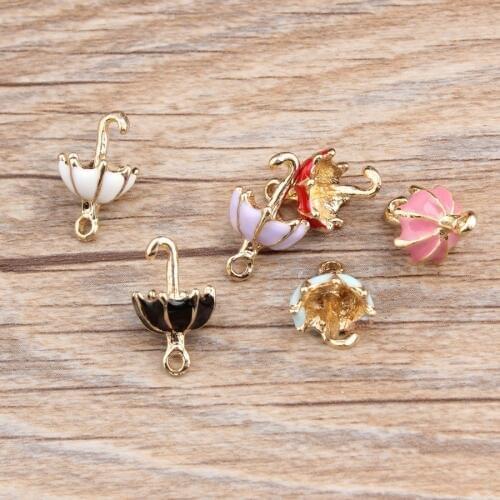 10Pcs/lot DIY Enamel 3D Umbrella Charms Alloy Small Metal Bracelet Pendant Accessories Fashion Jewelry Dangle Material