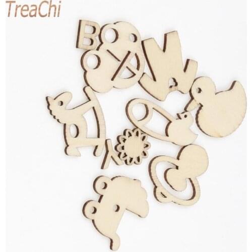 20Pcs 10-35mm Baby Products Pattern Home Decoration Natural Wood Diy Embellish Accessories Crafts Scrapbooking