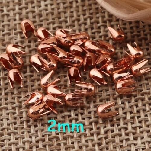 300 PCS Nailhead 2mm Rose Gold Rivet, Round Studs Fastener Brads Snaps Studs Prong Leather Craft Belt Rivet