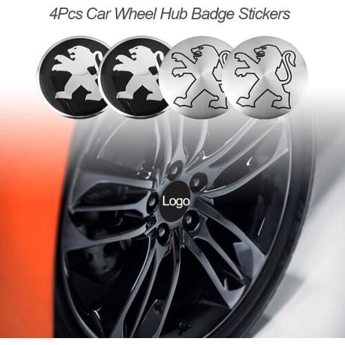 4Pcs 56mm Car Wheel Hub Cap Metal Badge Stickers For Peugeot 206 207 208 307 308 406 407 408 508 2008 3008 4008 5008 Accessories