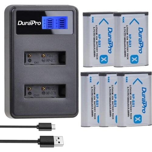 5Pc NP-BX1 1860mAh Battery +LED Dual Charger for Sony DSC RX1 RX100 AS100V M3 M2 HX300 HX400 HX50 HX60 GWP88 AS15 WX350