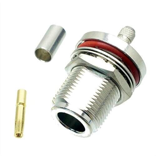 50PCS N / L16 Female Bulkhead Crimp RG58 RG142 50-3 Cable RF Connector