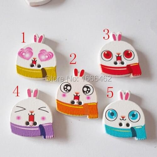 50PCs Mixed 2 Holes Wood Sewing Button Pattern 24mm x22mm For Diy C-1